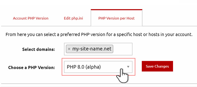 PHP 8 (Alpha) Enable per Host