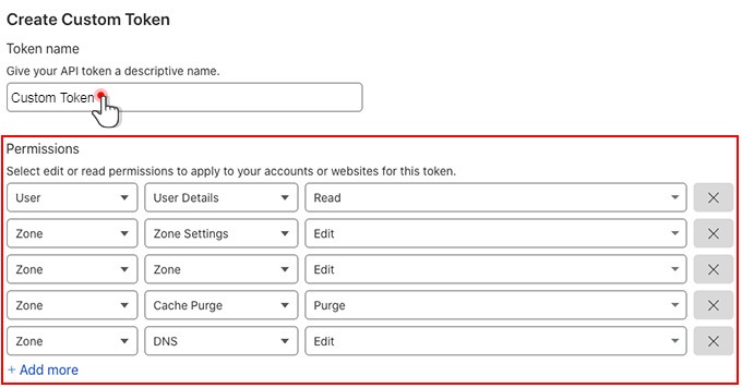 Cloudflare Create Custom Token