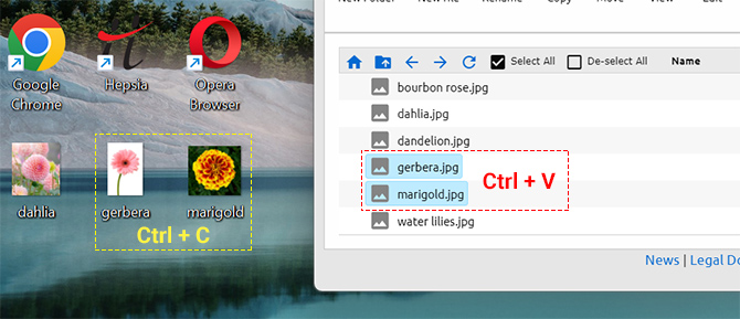 File Manager Shortcut Keys Copy Paste PC