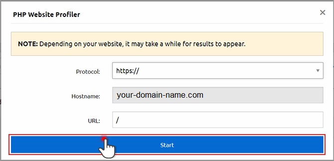 PHP Website Profiler popup window
