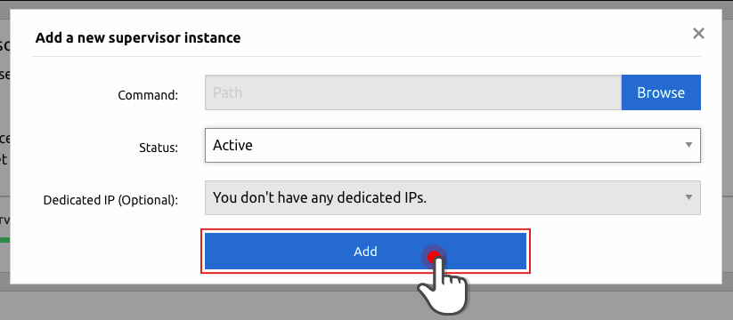 setup dialog for new instance